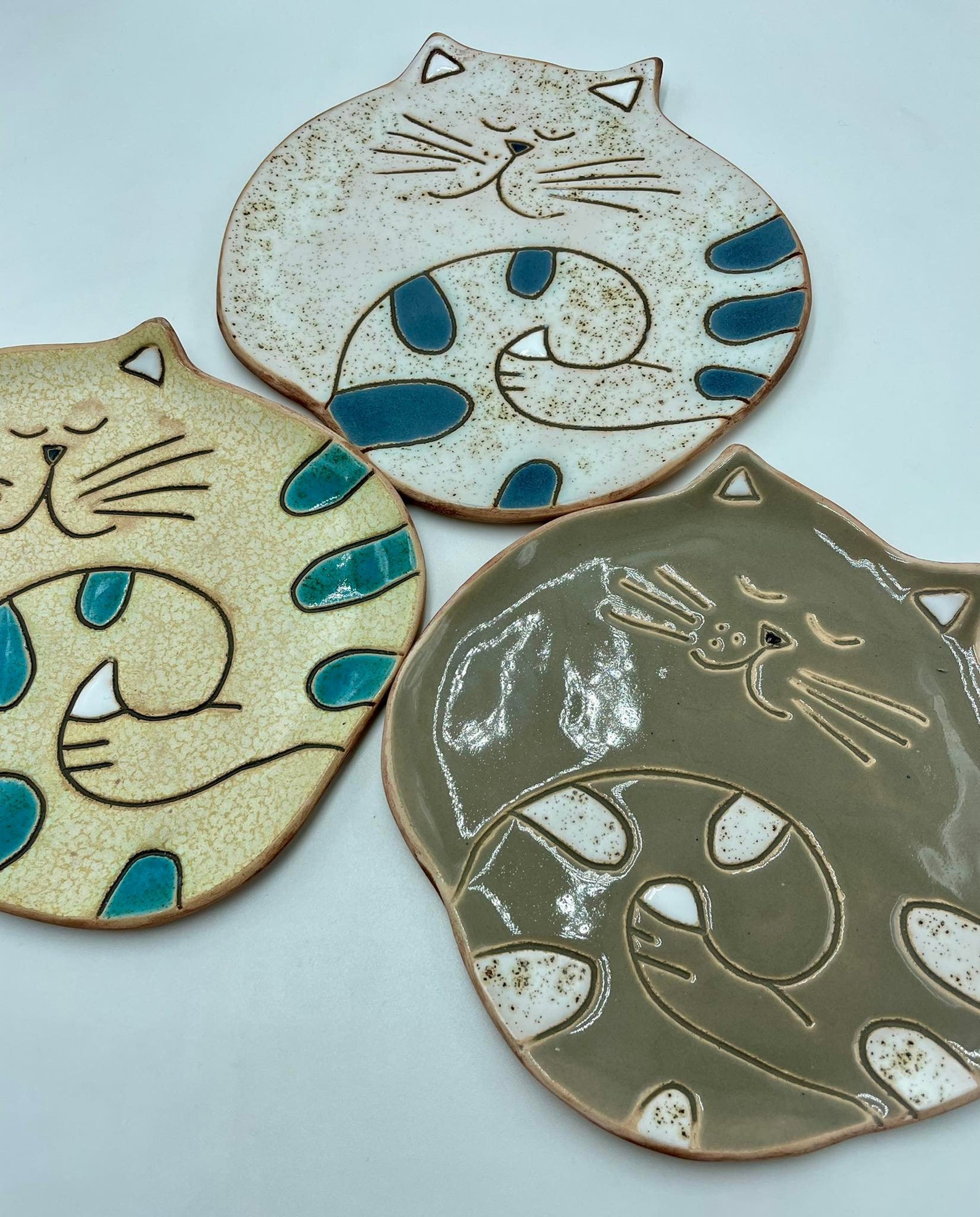 Ceramic Cat Plate Cute Ceramic Cat Plate Pottery Cat Plate Etsy