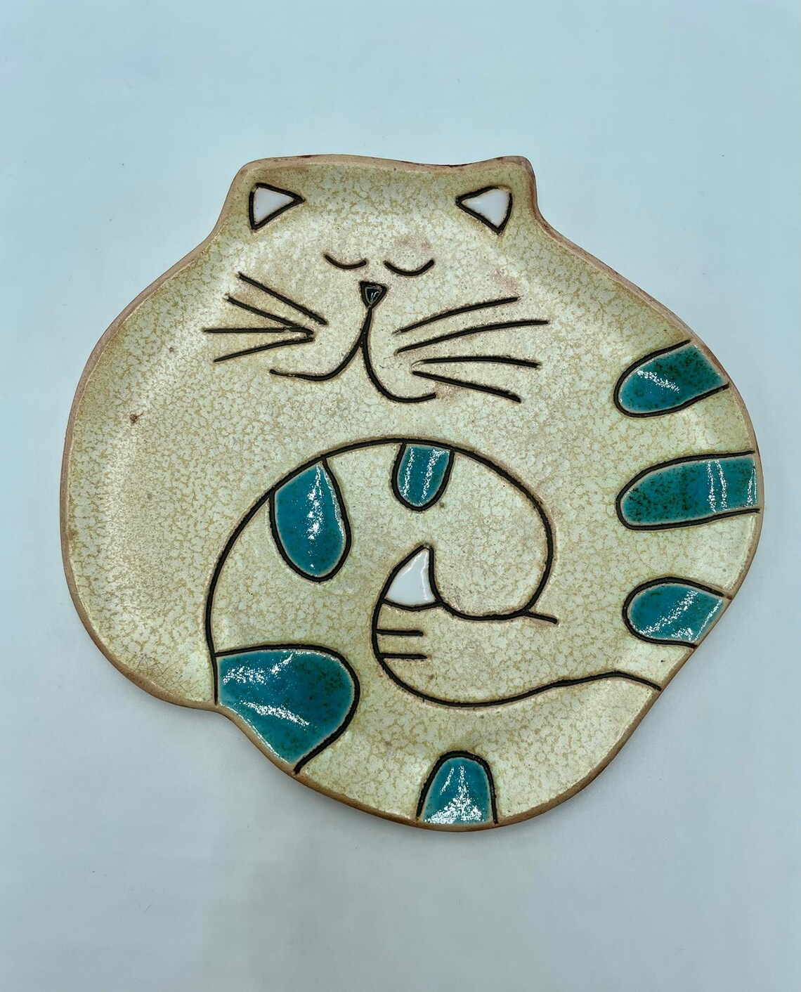 Ceramic Cat Plate Cute Ceramic Cat Plate Pottery Cat Plate Etsy