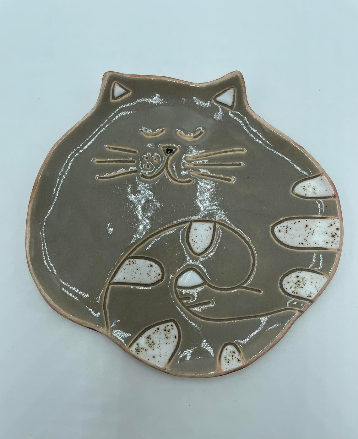 Ceramic Cat Plate Cute Ceramic Cat Plate Pottery Cat Plate Etsy