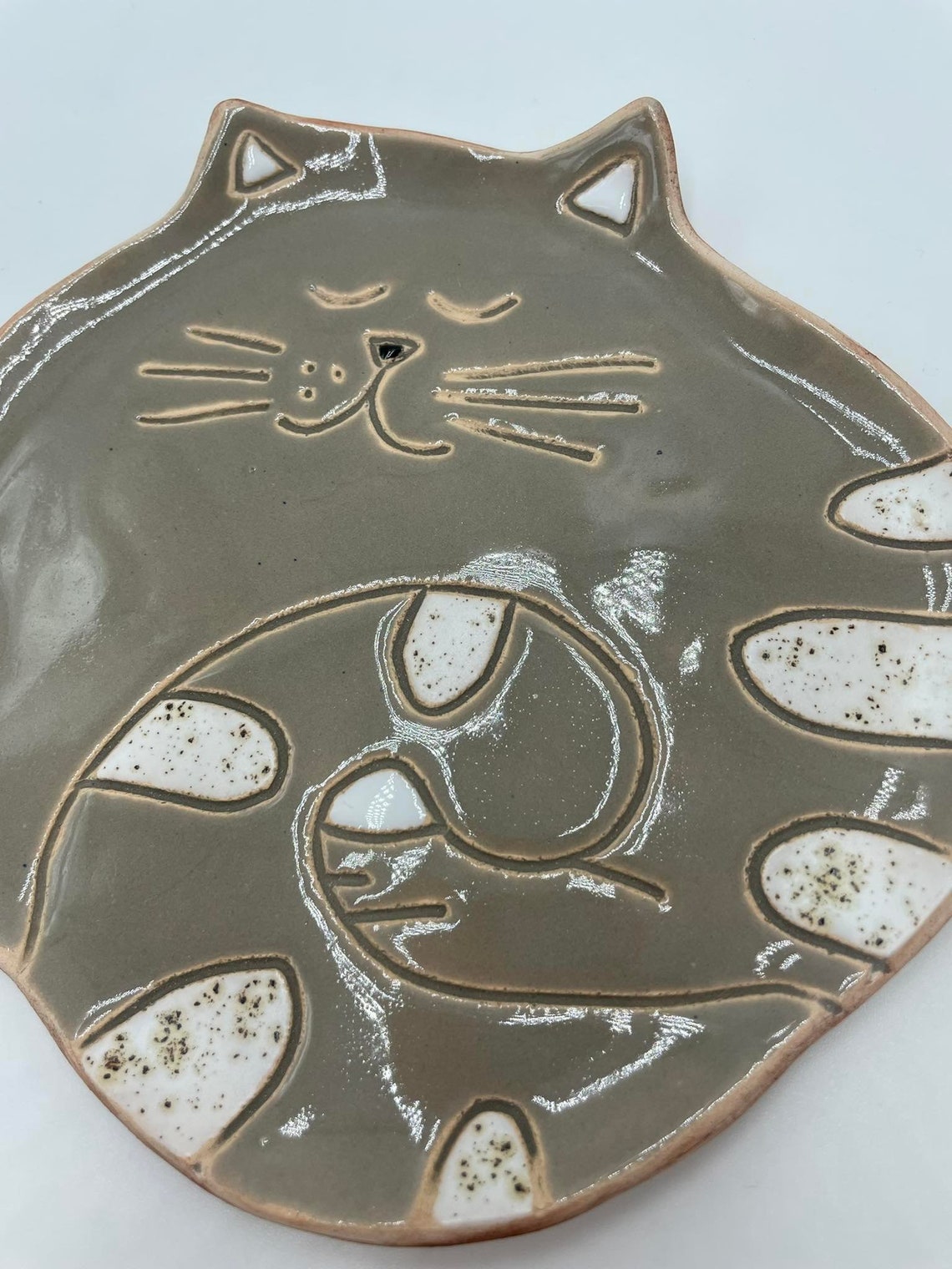 Ceramic Cat Plate Cute Ceramic Cat Plate Pottery Cat Plate Etsy