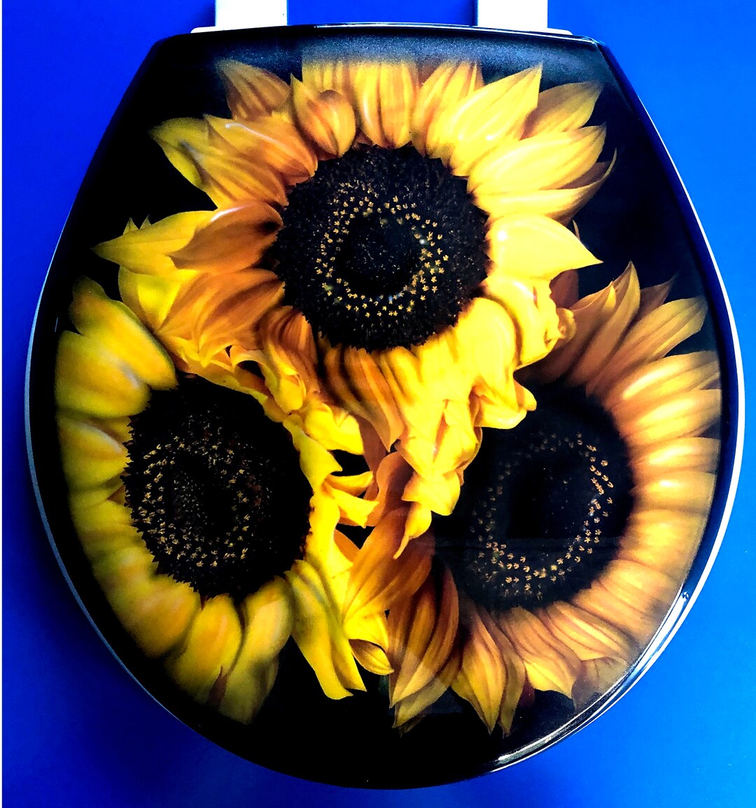 Sunflowers Custom Airbrushed Toilet Seat, Premium Bemis Lid, Bath Decor