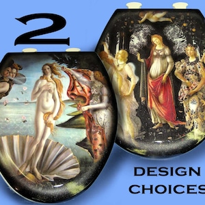 Sandro Botticelli Primavera or Birth of Venus Custom Airbrushed Toilet Seat, Bathroom Art,  (2 Designs to choose from)!!!