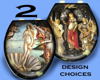 Sandro Botticelli Primavera or Birth of Venus Custom Airbrushed Toilet Seat, Bathroom Art,  (2 Designs to choose from)!!!
