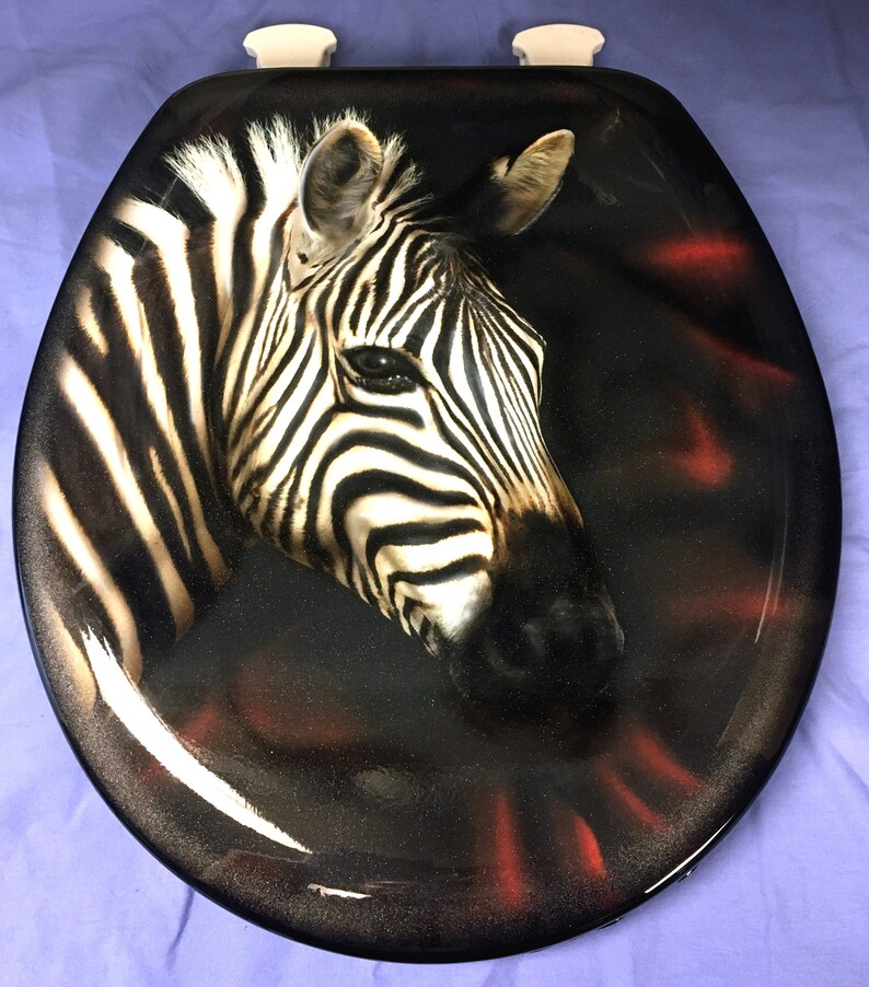 Zebra Custom Airbrushed Toilet Seat New Premium Lid Bathroom Etsy
