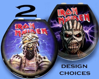 Iron Maiden Music Custom Airbrushed Toilet Seat,  ( 2 Designs to chose from) Premium Lid, Rock Band, Bathroom Art!!!