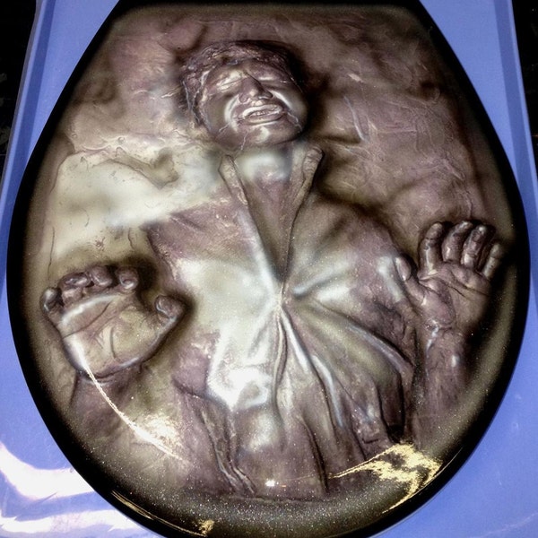 Han Solo in Carbonite  Custom Airbrushed Toilet Seat, New Premium Lid, Bathroom Art!!