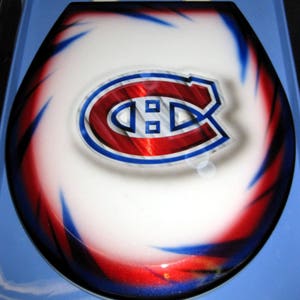 Montreal Canadiens Custom Airbrushed Toilet Seat, New Premium Lid, Hockey, Metal cut design, Bathroom Art image 1