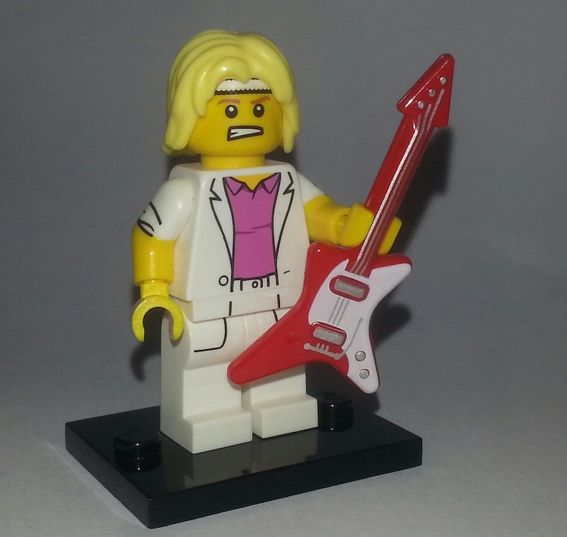 Lego 80s Rock Guitarist Custom Minifigure Etsy