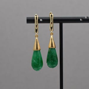 Orecchini a goccia con giada marrone e agata verde - Gioielli - Ore