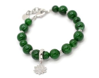 Real Jade bracelet, Lotus flower Jade Bracelet, Good Luck Gemstone bracelet, Healing Gemstones, Prosperity, Business Success, Nephrite Jade