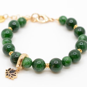 Real Jade bracelet, Lotus flower Jade Bracelet, Good Luck Gemstone bracelet, Healing Gemstones, Prosperity, Business Success, Nephrite Jade image 5