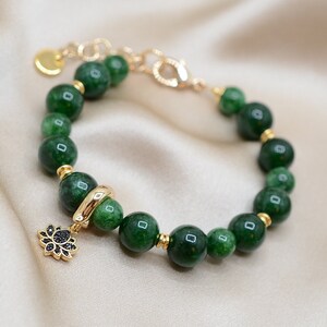 Real Jade bracelet, Lotus flower Jade Bracelet, Good Luck Gemstone bracelet, Healing Gemstones, Prosperity, Business Success, Nephrite Jade image 8