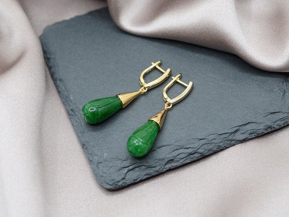 Mini Marble Drop Earrings (Green)