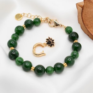 Real Jade bracelet, Lotus flower Jade Bracelet, Good Luck Gemstone bracelet, Healing Gemstones, Prosperity, Business Success, Nephrite Jade image 4
