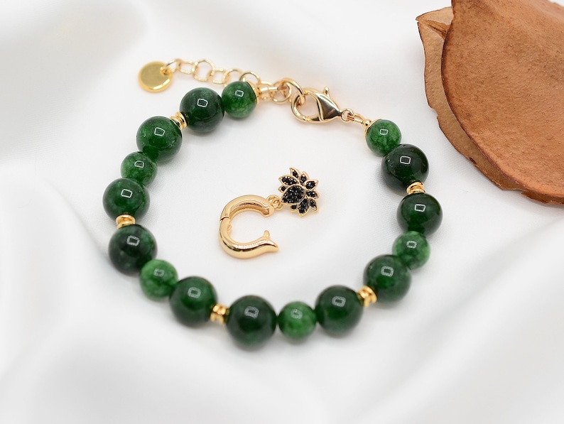 Real Jade Bracelet Lotus Flower Jade Bracelet Good Luck Etsy