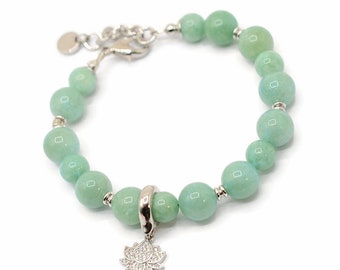 Real Jade bracelet, Lotus flower Jade Bracelet, Good Luck Gemstone bracelet, Healing Gemstones, Prosperity, Money bracelet, Nephrite Jade