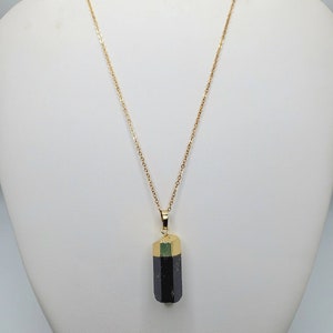 Black tourmaline raw crystal necklace