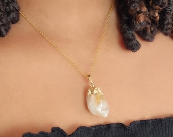 Citrine raw crystal necklace