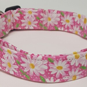 dog collar, pink daisy, daisy, daisies, floral, floral dog collar, floral collar, daisy dog collar, daisy collar, female dog collar image 2