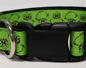 dog collar, Grinch, the grinch who stole christmas, christmas, christmas dog collar, christmas collar, holiday dog collar, holiday collar