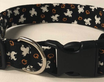 dog collar, boo 3, halloween, ghosts, halloween dog collar, halloween collar, ghost dog collar, ghost collar, pumpkins, pumpkin dog collar