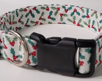 Dog Collar, Holly, christmas, christmas dog collar, christmas collar, holiday dog collar, holiday collar, santa, santa dog collar