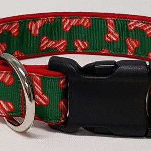 dog collar, christmas bones, christmas dog collar, christmas collar, holiday dog collar, holiday collar, xmas dog collar, xmas collar, xmas image 1