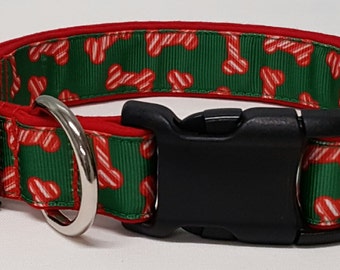dog collar, christmas bones, christmas dog collar, christmas collar, holiday dog collar, holiday collar, xmas dog collar, xmas collar, xmas