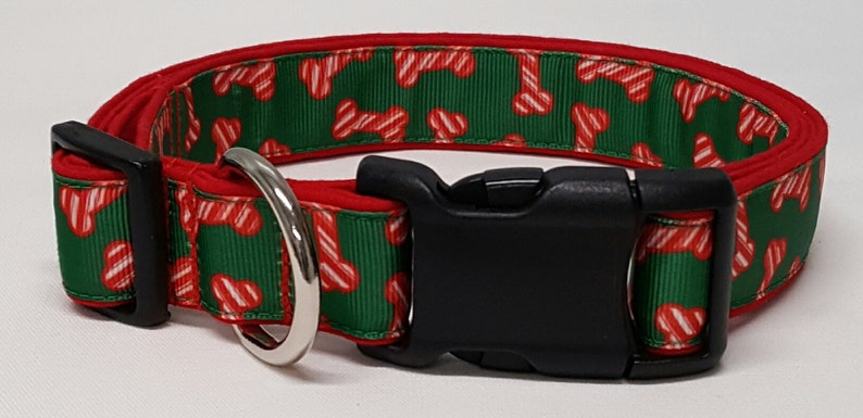 dog collar, christmas bones, christmas dog collar, christmas collar, holiday dog collar, holiday collar, xmas dog collar, xmas collar, xmas image 1