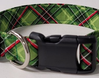 dog collar, christmas plaid 3, christmad, christmas dog collar, christmas collar, holiday, holiday dog collar, plaid, plaid dog collar