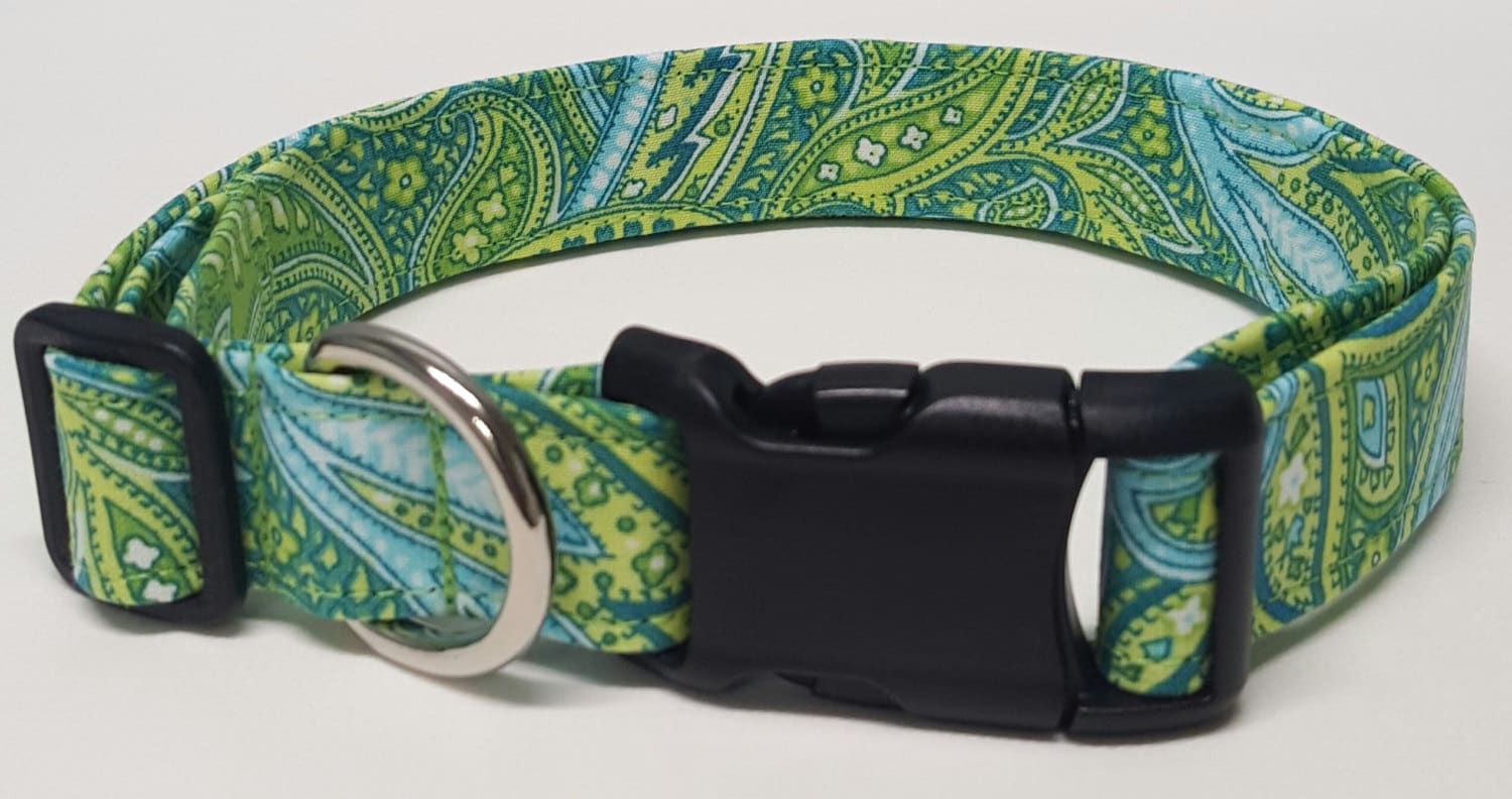 Dog Collar Green/Yellow Paisley Vera Bradley Inspired Etsy