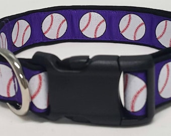 dog collar, purple glitter baseballs, baseball dog collar, baseball collar, baseball, softball, softball dog collar, softball collar