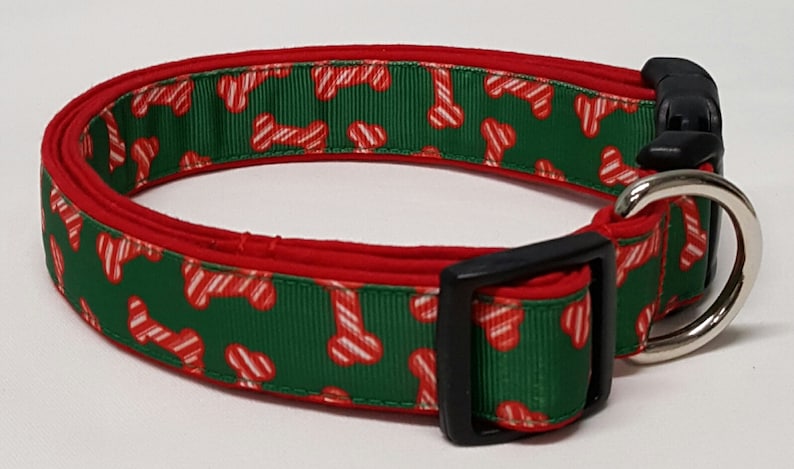 dog collar, christmas bones, christmas dog collar, christmas collar, holiday dog collar, holiday collar, xmas dog collar, xmas collar, xmas image 3