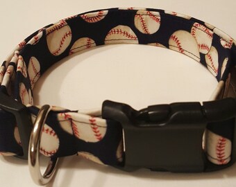dog collar, navy baseballs, baseball, baseball dog collar, baseball collar