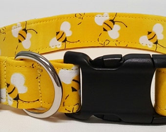dog collar, bumble bees, bees, busy bees, busy bee dog collar