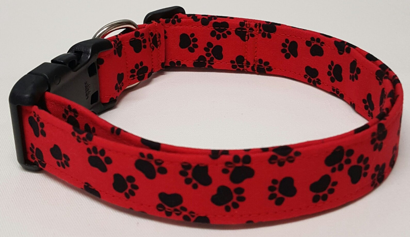 Dog Collar Red/blk Paw Prints Paw Prints Paw Print Dog Etsy