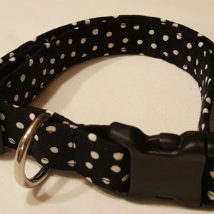dog collar, black/white polka dots, polka dot dog collar, polka dot collar