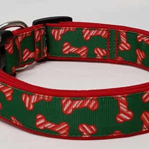 dog collar, christmas bones, christmas dog collar, christmas collar, holiday dog collar, holiday collar, xmas dog collar, xmas collar, xmas image 2