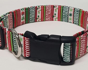 Collar para perro, Holiday Candy Stripes, collar navideño para perro, collar navideño para perro, collar navideño para perro, collar navideño para perro, collar navideño para perro