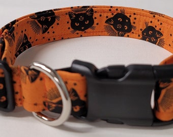 Dog Collar, Black Cat, Halloween dog collar, Halloween collar