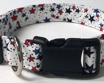 dog collar, star spangled banner 2, fourth of July, patriotic, patriotic dog collar, patriotic collar, red white and blue