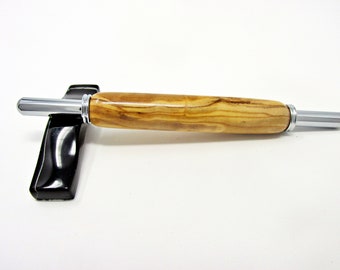 Handmade Double Needle Threader – Bethlehem Olivewood Exotic Wood with Chrome Hardware – For Hand & Machine Needles – Sewing Gift