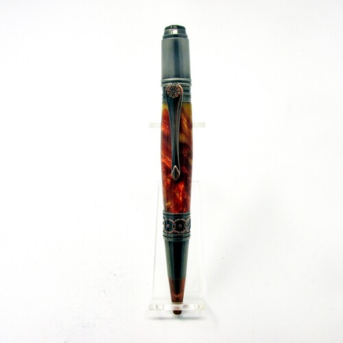 Handmade Davinci Copper Swirl Ballpoint Pen with Antique Rose Copper/Gun-Po