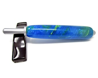 Handmade Crochet Hook Handle–Ocean Mist Inlace Acrylester with Satin Hardware–Interchangeable Hook System–Gift for Crocheter or Knitter
