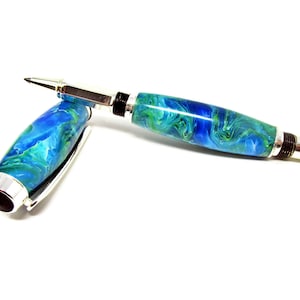 Ocean Mist Baron Rollerball Pen with Silver Plating