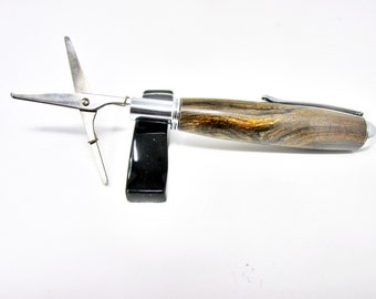 Mini tijeras hechas a mano – Madera exótica de bocote con clip cromado – Herramienta compacta para coser, acolchar y bordar – Regalo para costureras y quilters