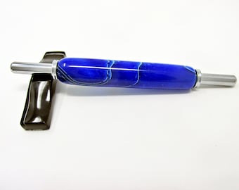 Handmade Double Needle Threader – Blueberry Mesh Acrylic Acetate with Chrome Hardware – For Hand & Machine Needles – Sewing Gift