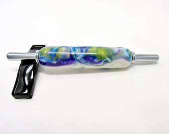 Handmade Double Needle Threader – Wildflower Inlace Acrylester with Chrome Hardware – For Hand & Machine Needles – Sewing Gift