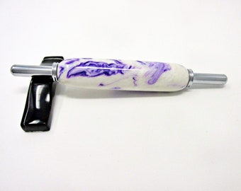 Handmade Double Needle Threader – Purple Haze Inlace Acrylester with Chrome Hardware – For Hand & Machine Needles – Sewing Gift