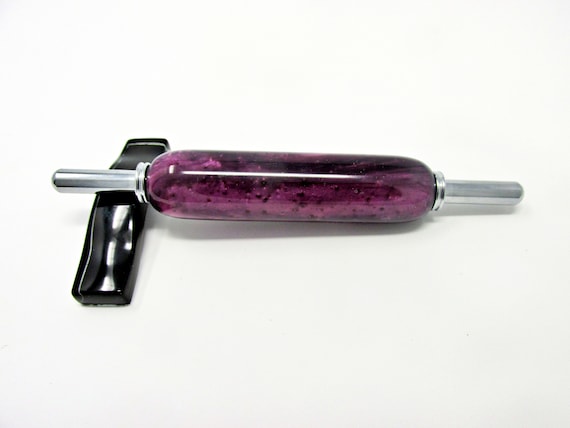 Handmade Double Needle Threader – African Violet Blossom Rhinoplastic with Chrome Hardware – For Hand & Machine Needles – Sewing Gift